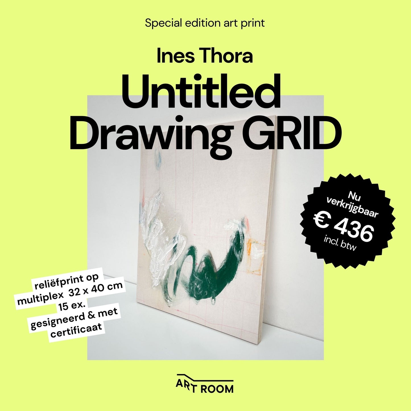 Untitled drawing GRID - Reliëfprint op hout